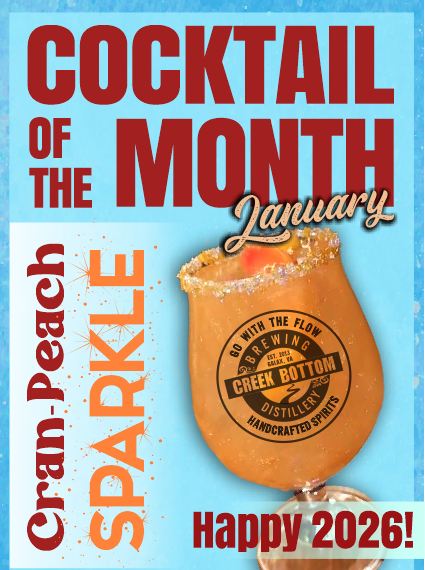 January Cocktail of the Month – Cran-Peach Sparkle!